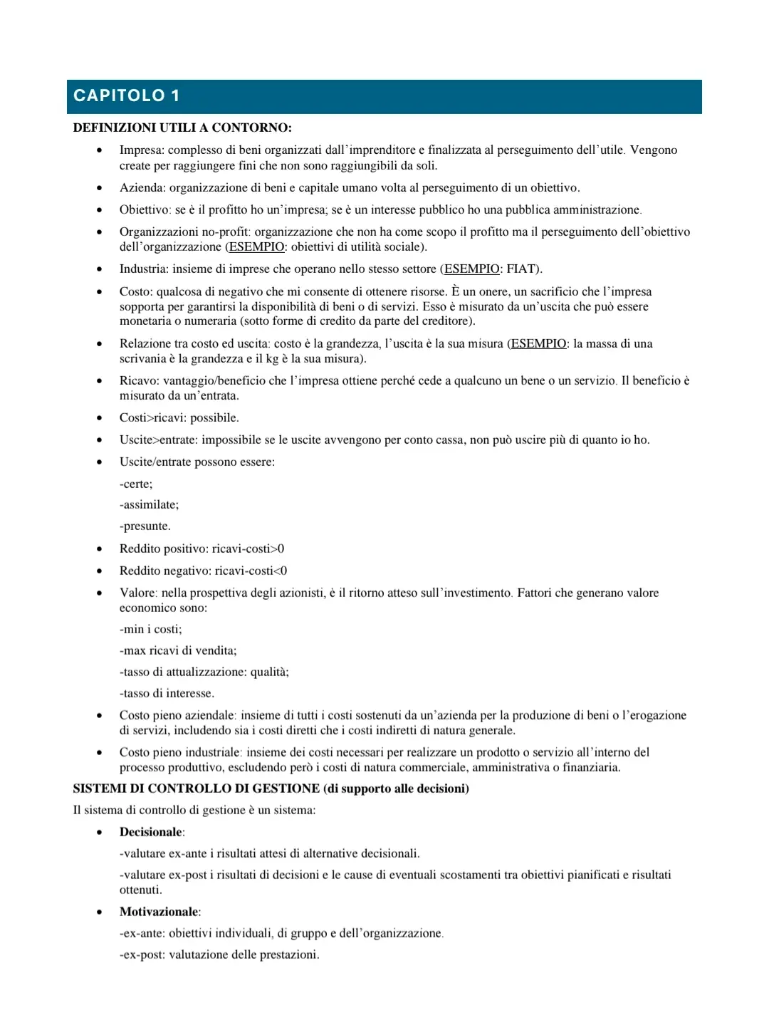 Anteprima degli appunti di Gestione Aziendale