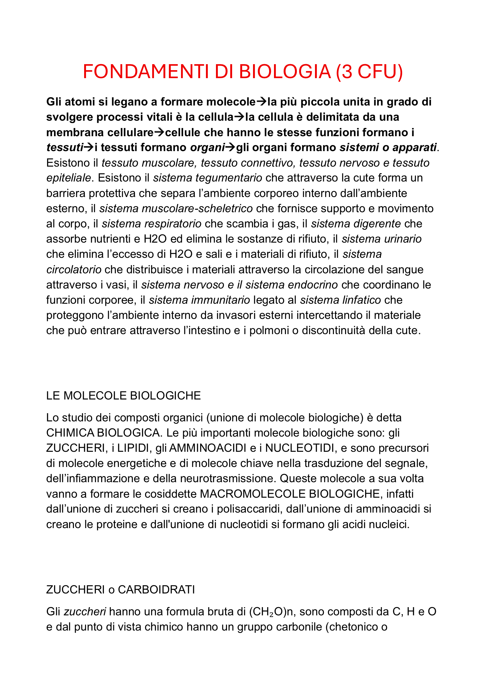 Anteprima degli appunti di Fondamenti Biologici E Fisiologici Dell'attivita' Psichica