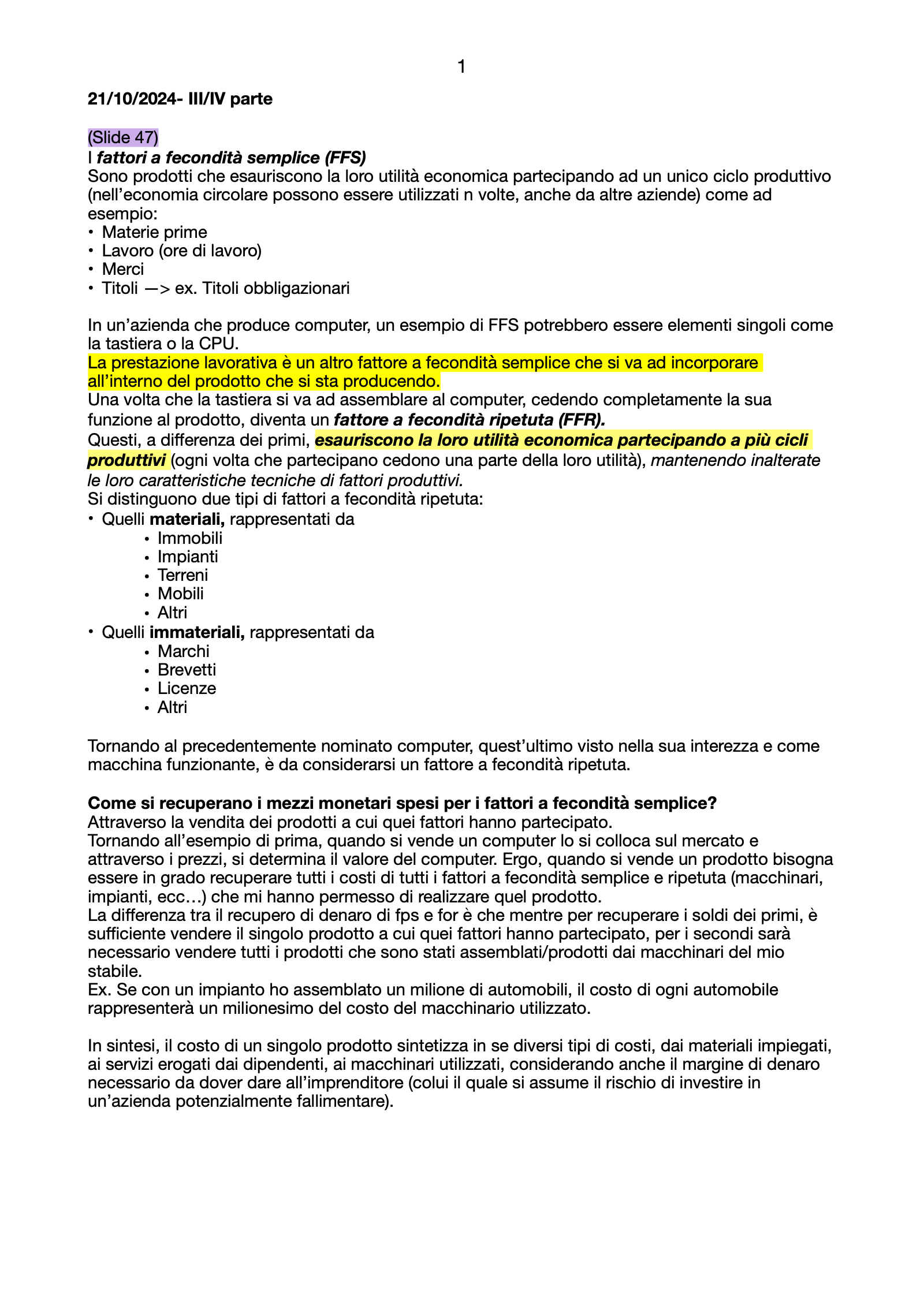 Anteprima degli appunti di Economia Aziendale