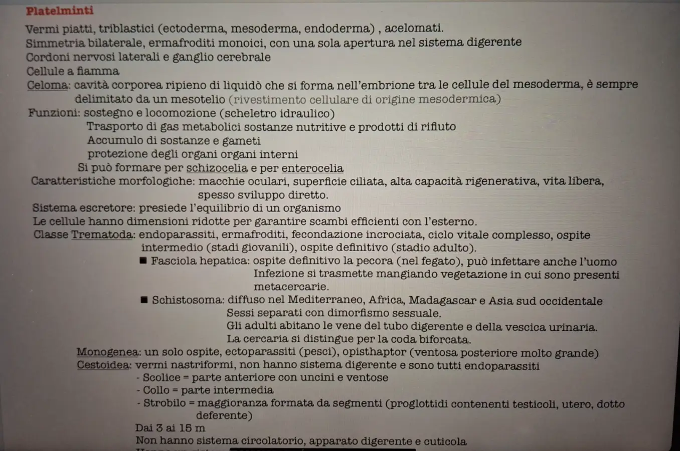 Anteprima degli appunti di Zoologia E Parassitologia