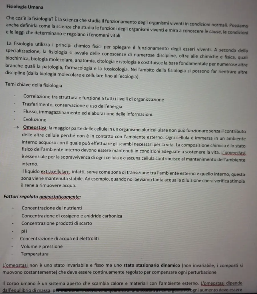 Anteprima degli appunti di Fisiologia