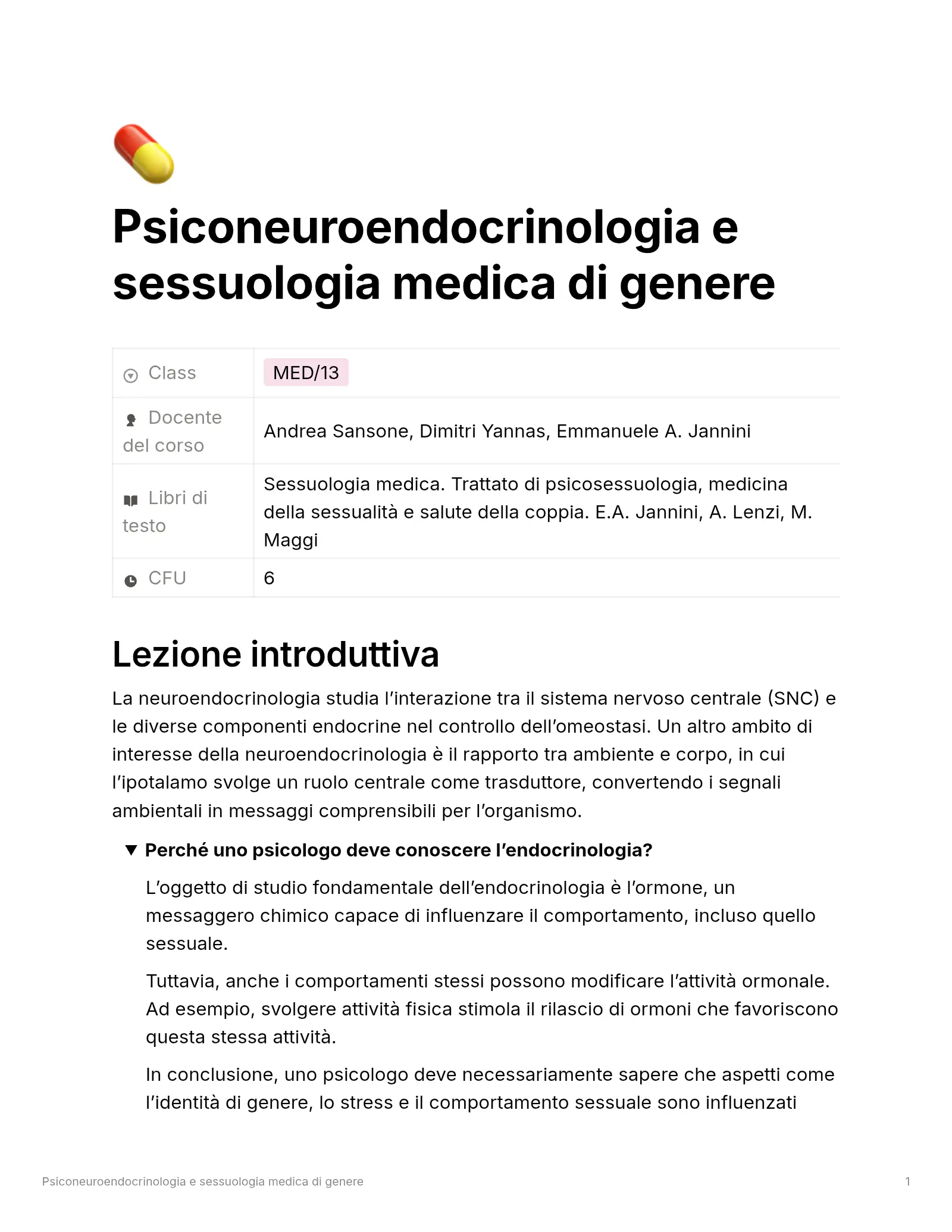 Anteprima degli appunti di Psiconeuroendocrinologia E Sessuologia Medica