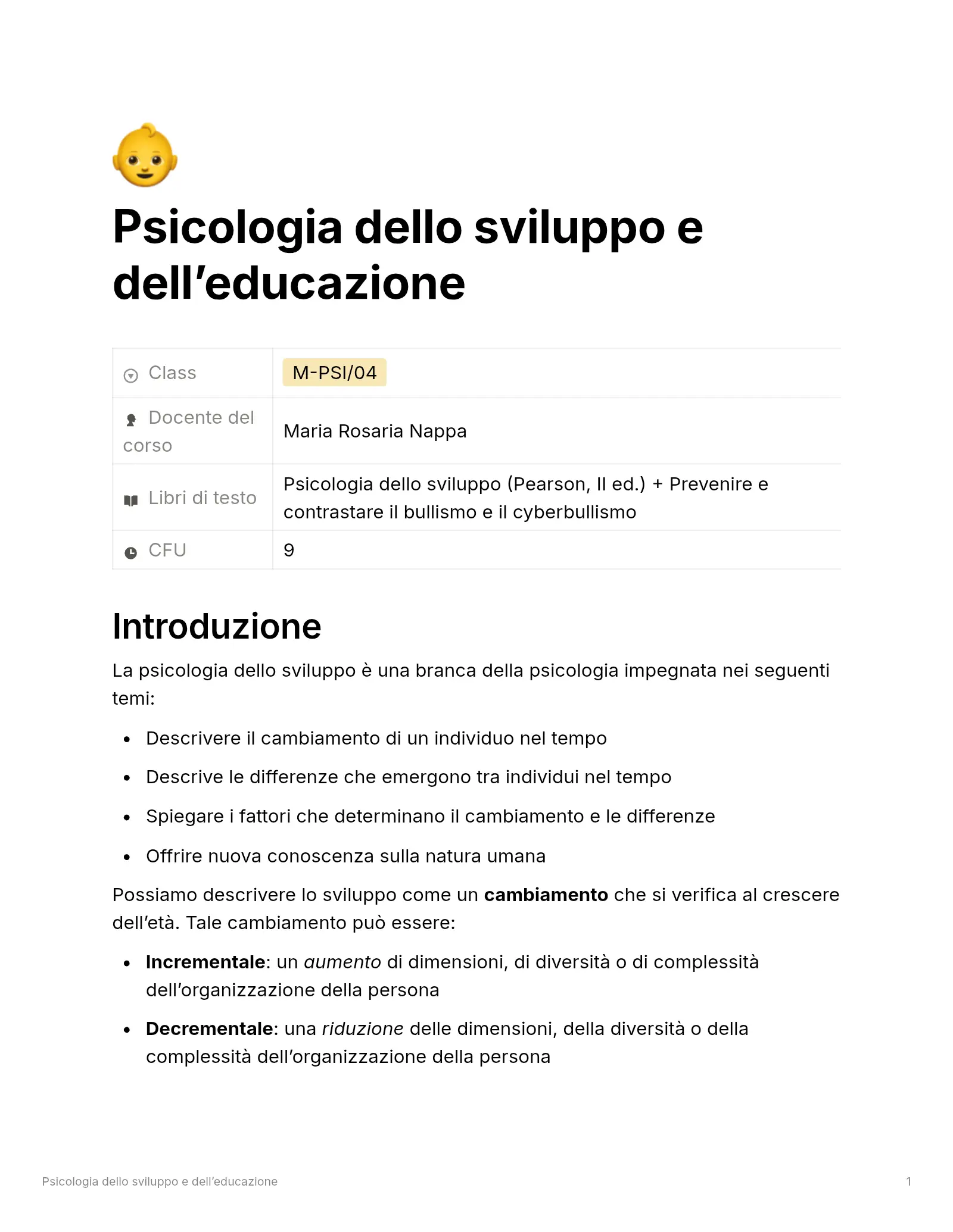 Anteprima degli appunti di Psicologia Dello Sviluppo E Psicologia Dell'educazione