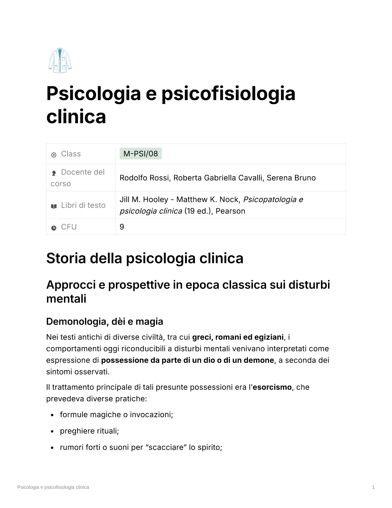 Anteprima degli appunti di Psicologia E Psicofisiologia Clinica: Teoria E Metodi