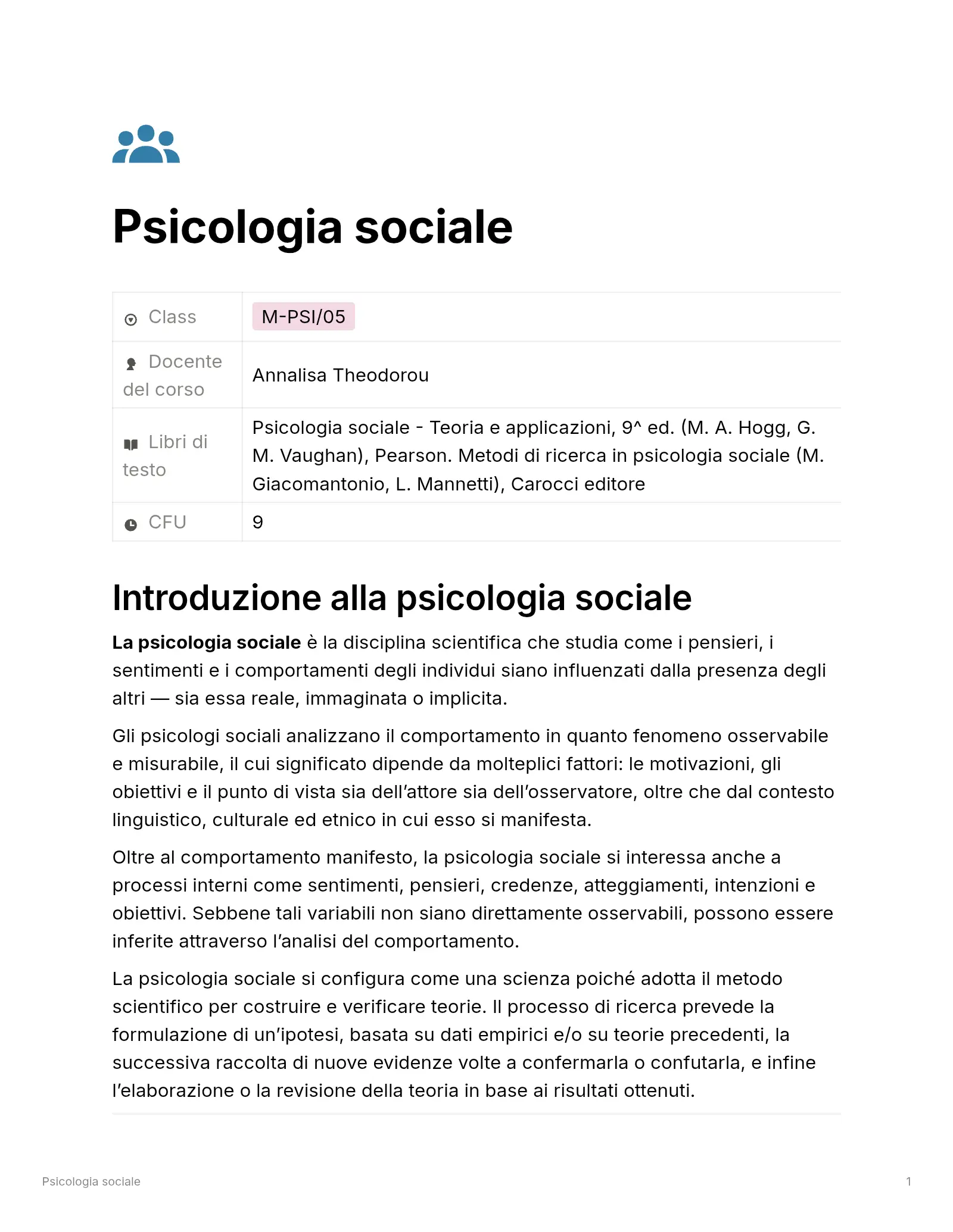 Anteprima degli appunti di Psicologia Sociale