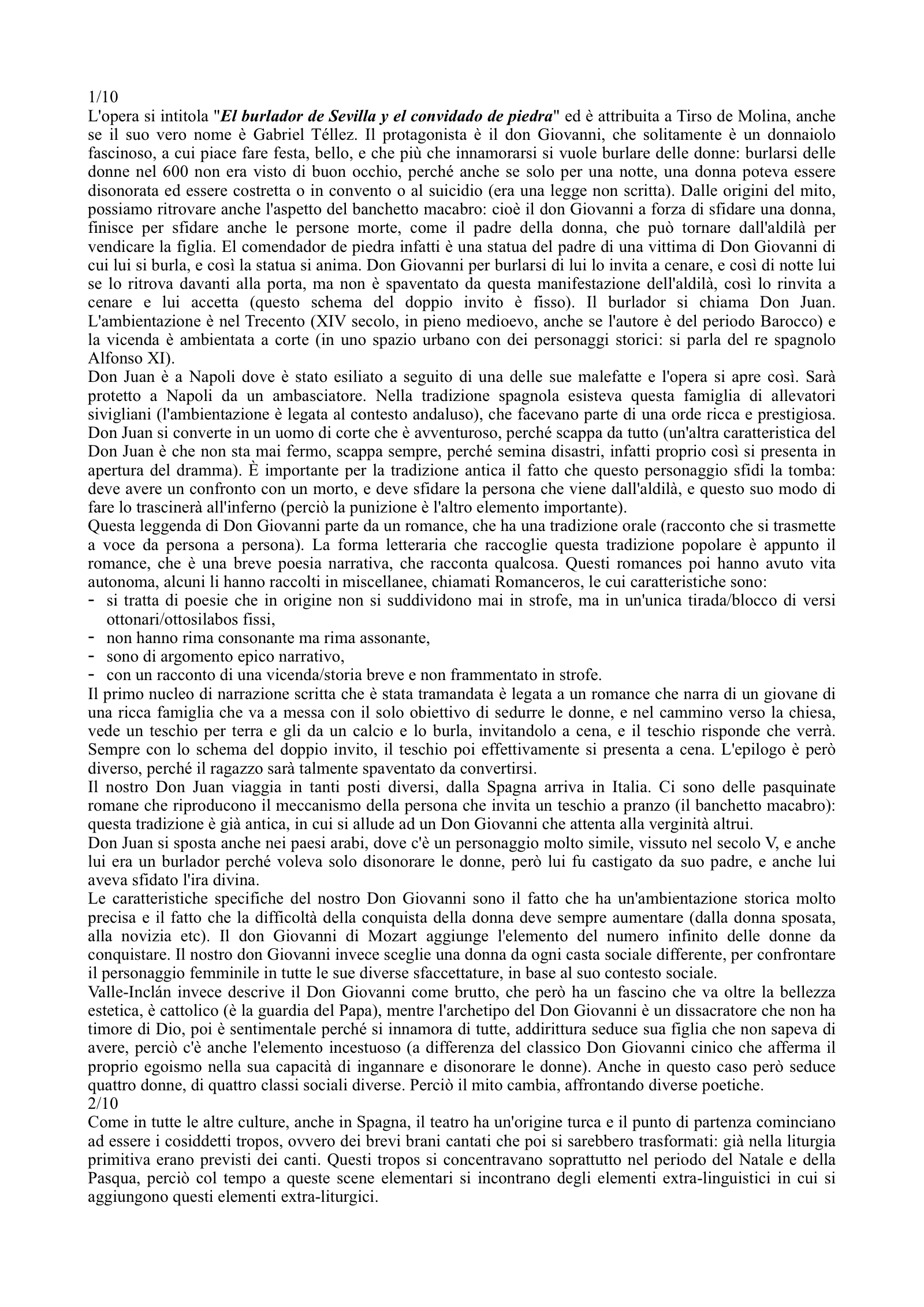 Anteprima degli appunti di Letteratura Spagnola 3