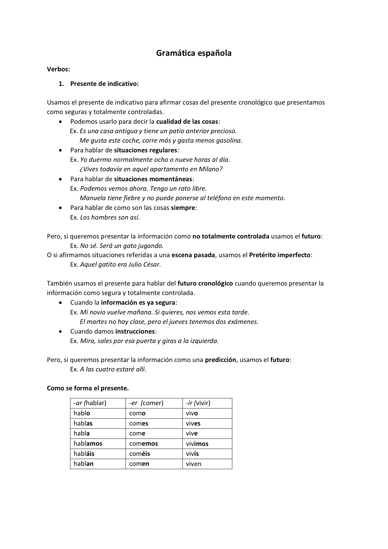 Anteprima degli appunti di Lingua Spagnola 1