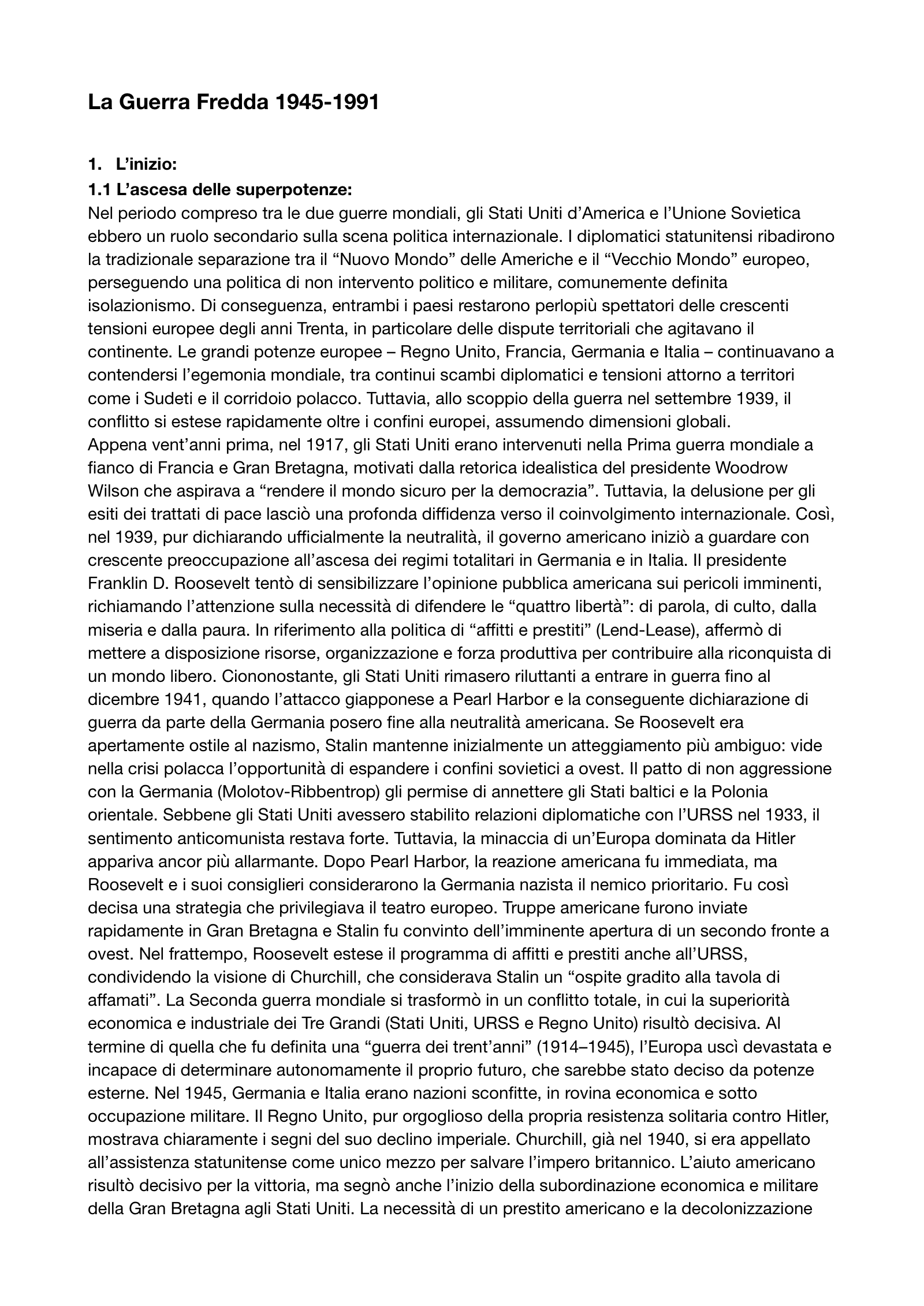 Anteprima degli appunti di Storia Contemporanea