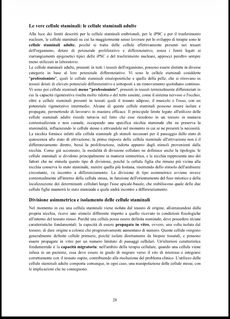 Anteprima degli appunti di Cellule Staminali E La Loro Applicazione Nella Rigenerazione