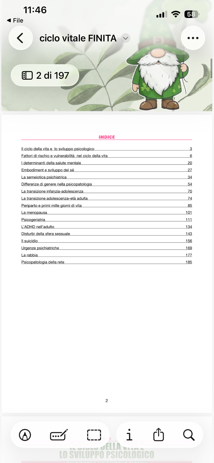 Anteprima degli appunti di Psicopatologia Del Ciclo Della Vita