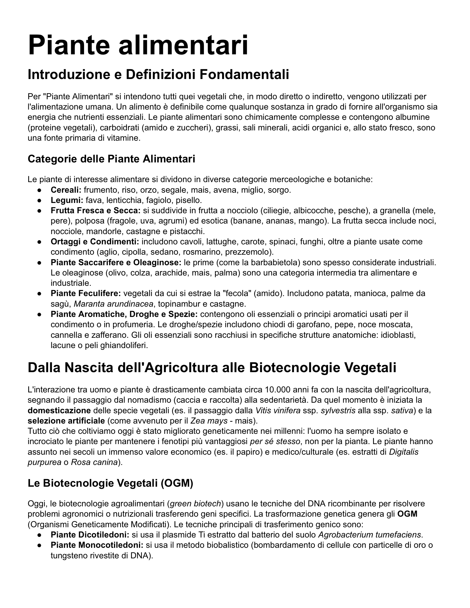 Anteprima degli appunti di Piante Alimentari