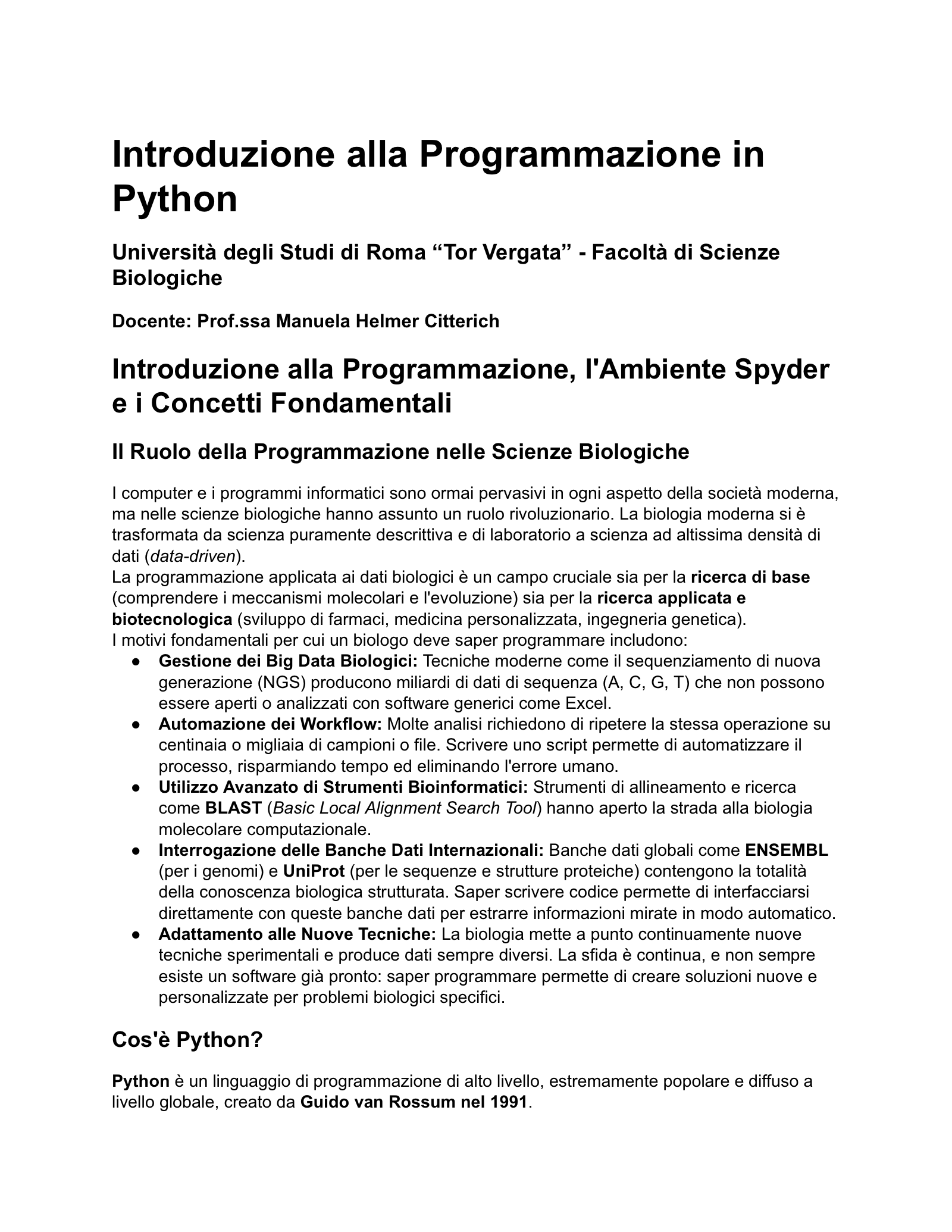 Anteprima degli appunti di Introduzione Alla Programmazione In Python
