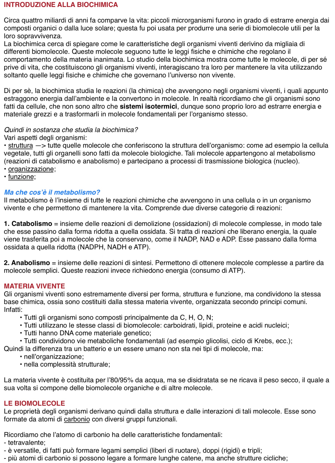Anteprima degli appunti di Biochimica