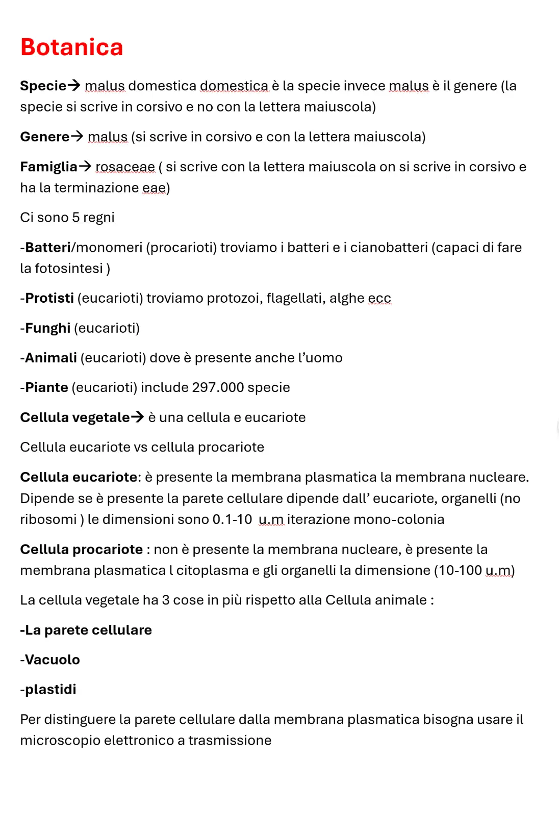 Anteprima degli appunti di Botanica