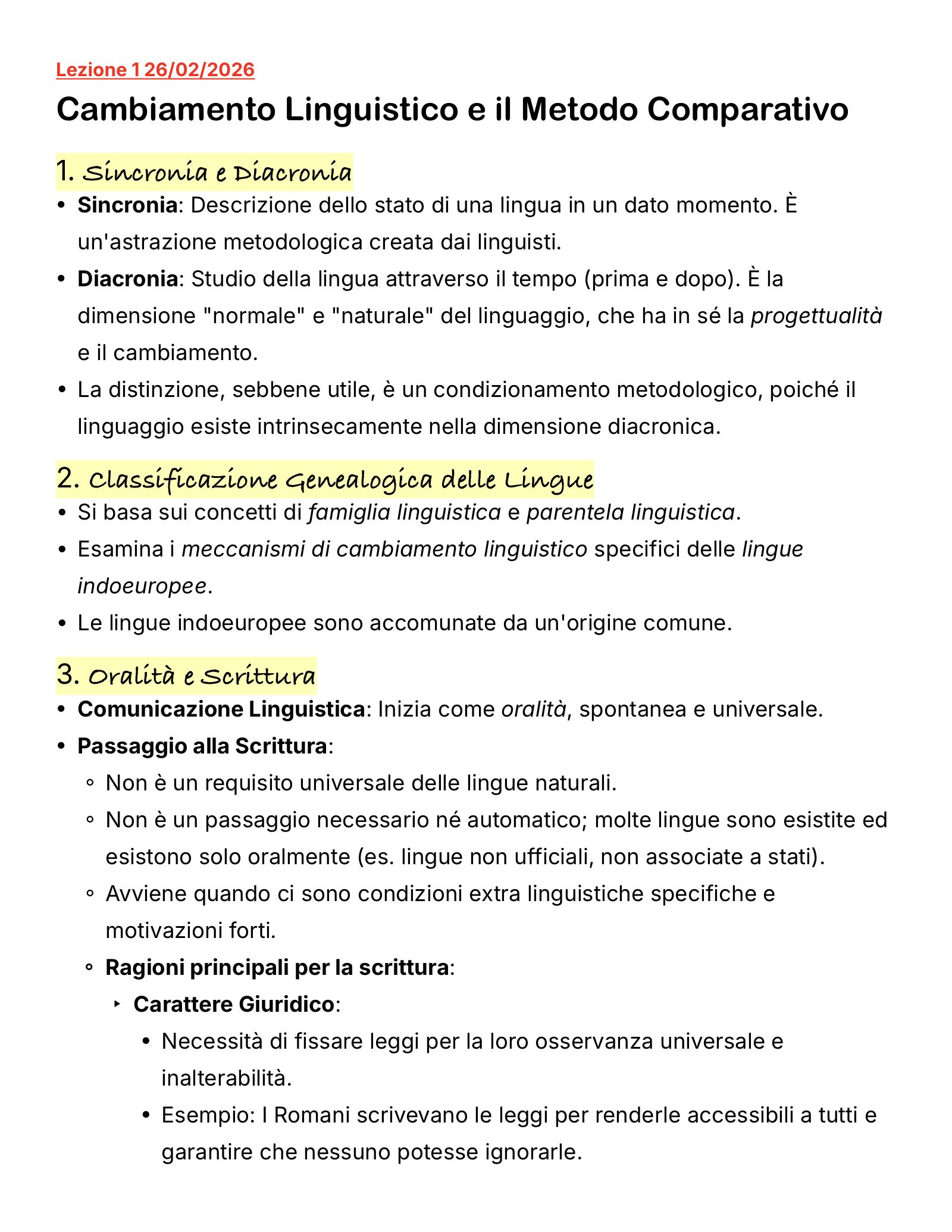 Anteprima degli appunti di Fondamenti Di Glottologia E Linguistica