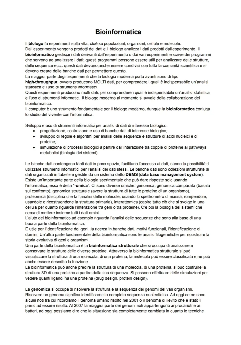 Anteprima degli appunti di Bioinformatica E Genetica Medica