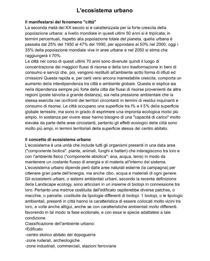 Anteprima degli appunti di La Fauna Urbana: Conservazione Tutela E Gestione
