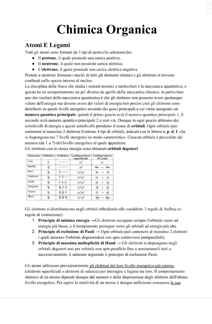Anteprima degli appunti di Chimica Organica
