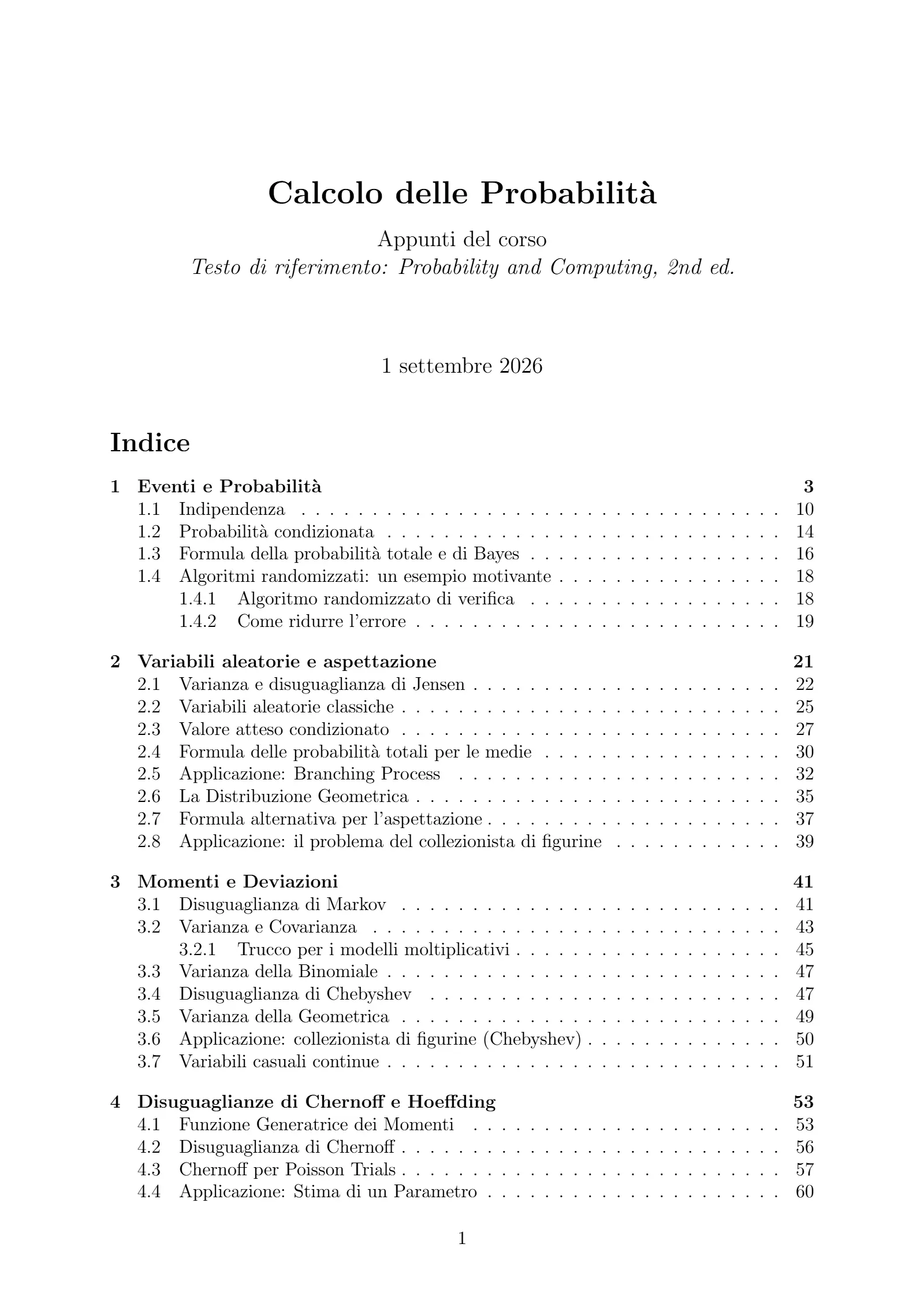Anteprima degli appunti di Calcolo Delle Probabilita'
