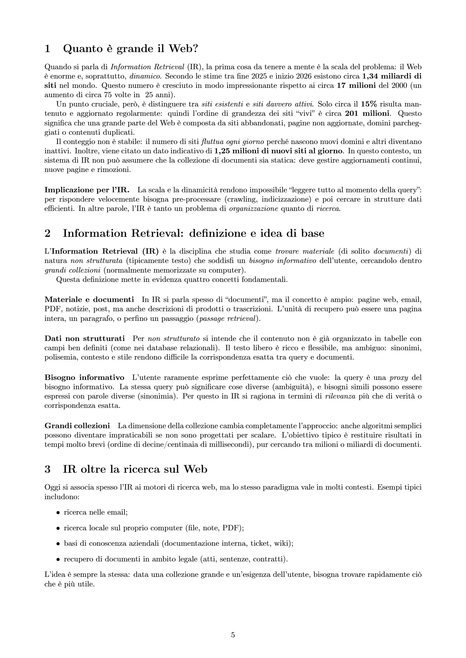 Anteprima degli appunti di Information Retrieval