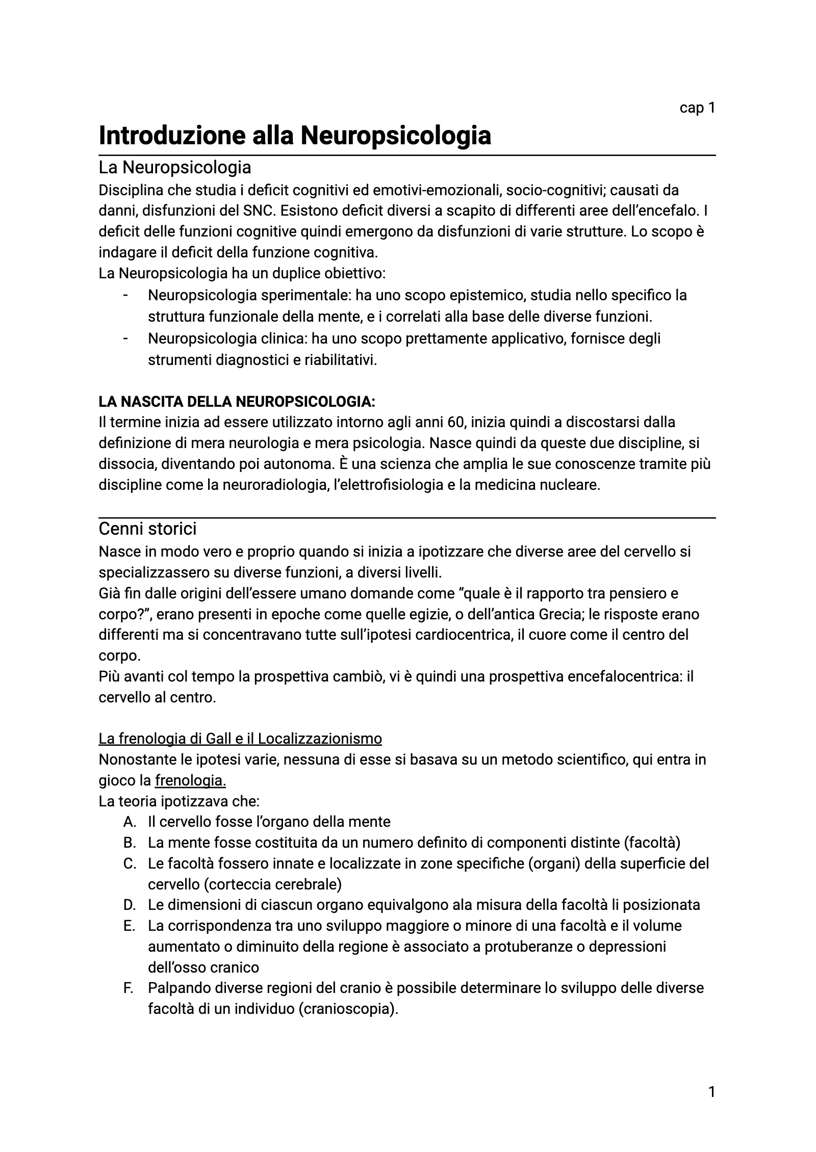 Anteprima degli appunti di Neuropsicologia E Modelli Cognitivi