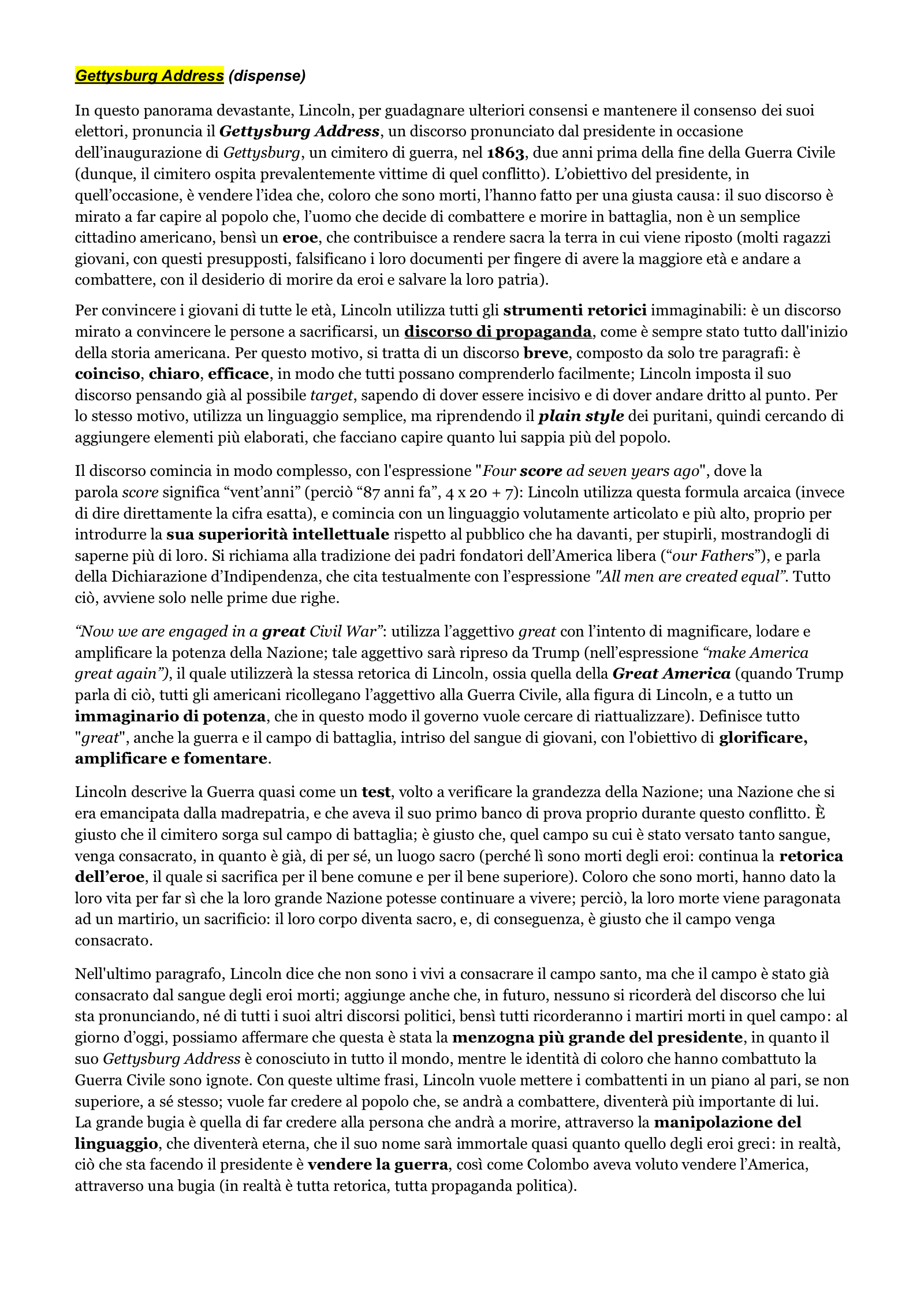 Anteprima degli appunti di Letteratura Anglo-americana 1