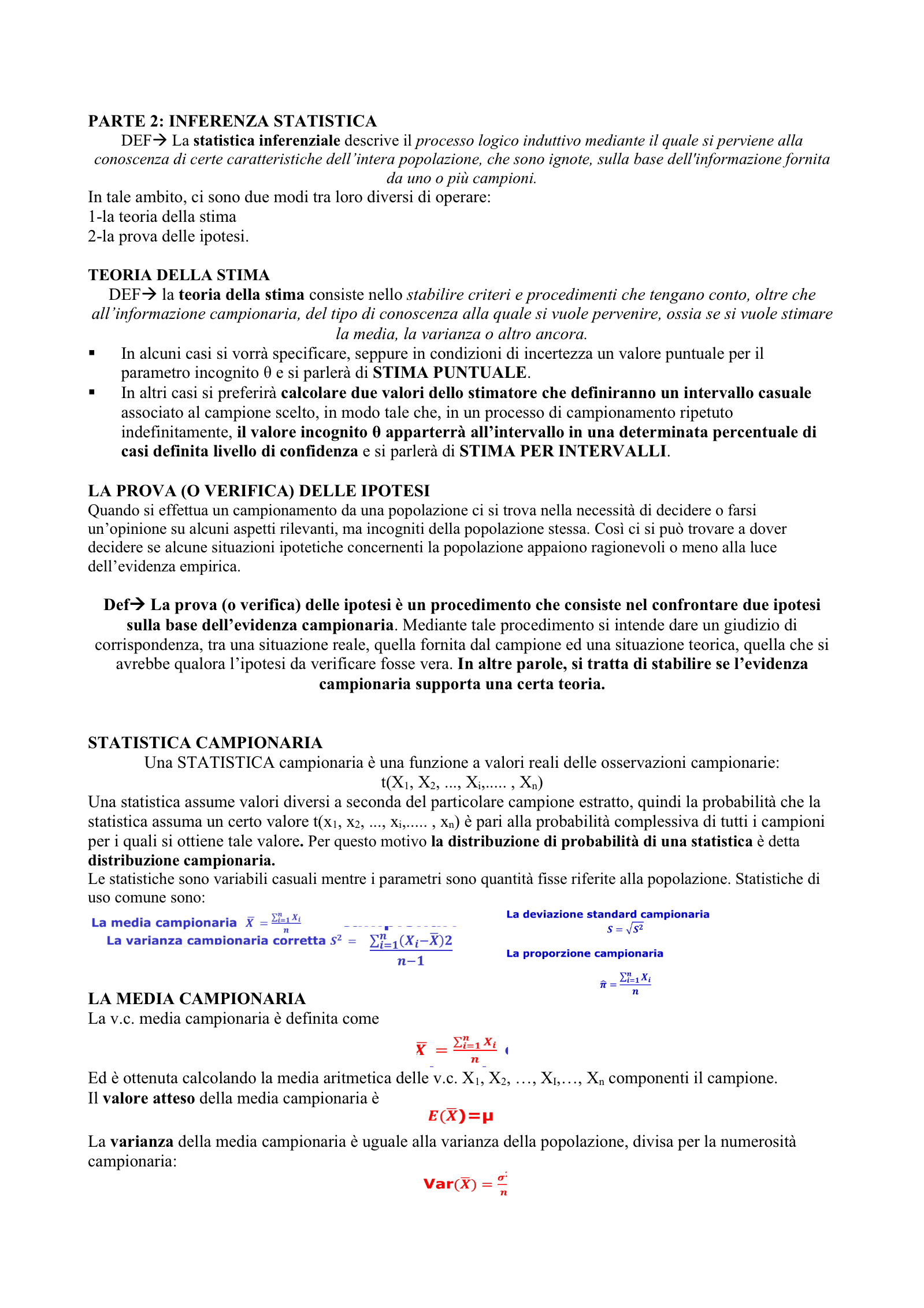 Anteprima degli appunti di Statistica