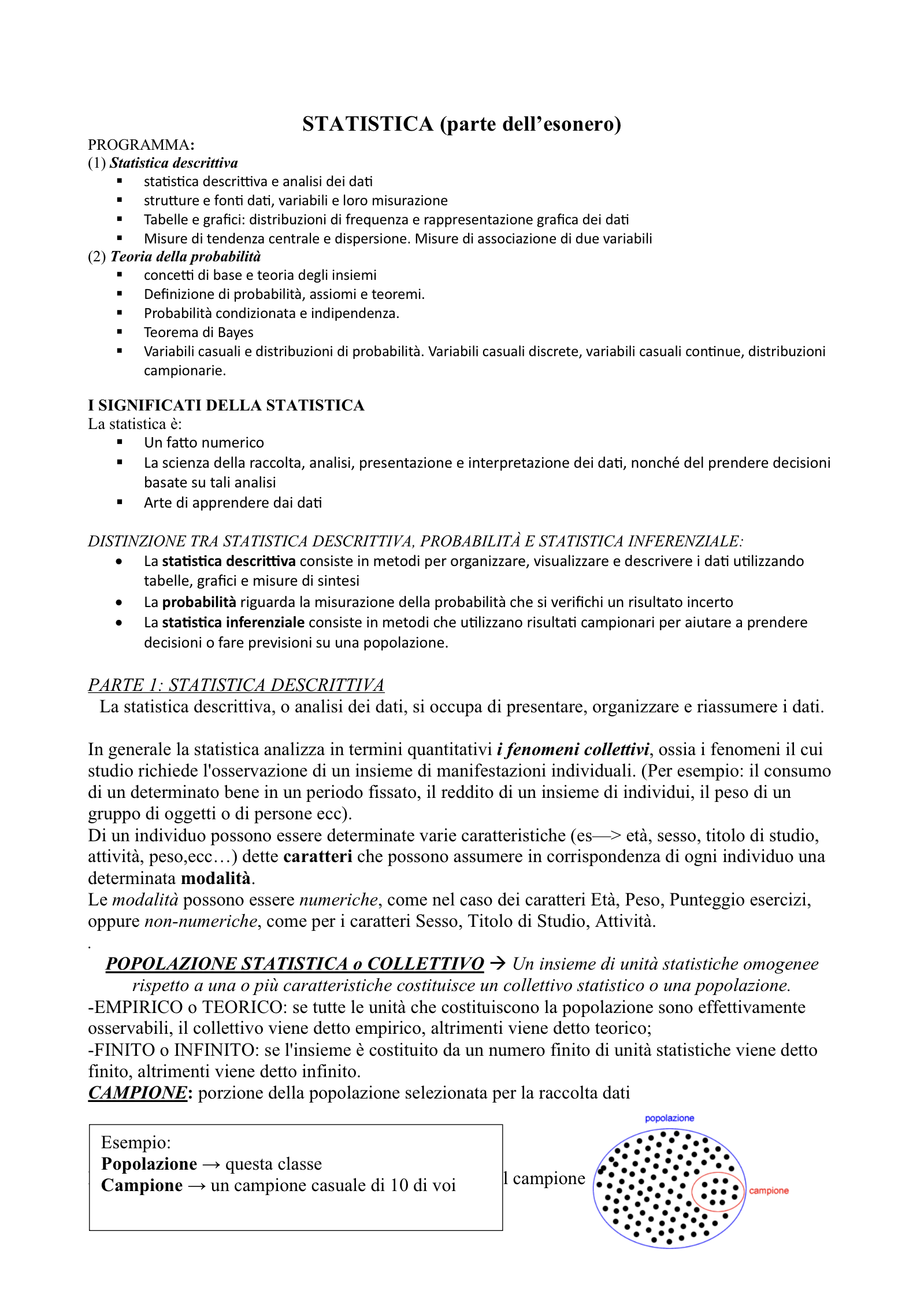 Anteprima degli appunti di Statistica