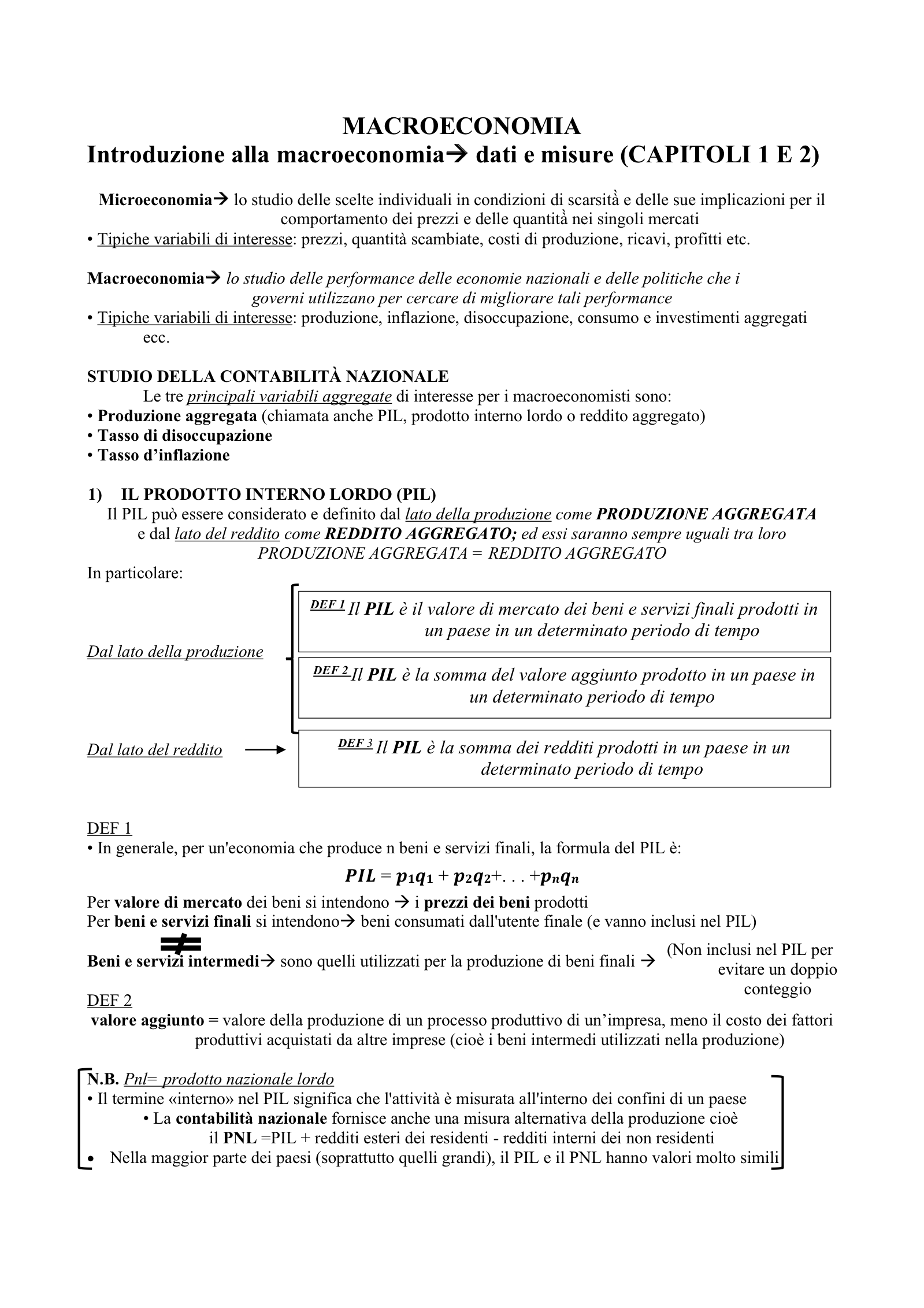 Anteprima degli appunti di Macroeconomia