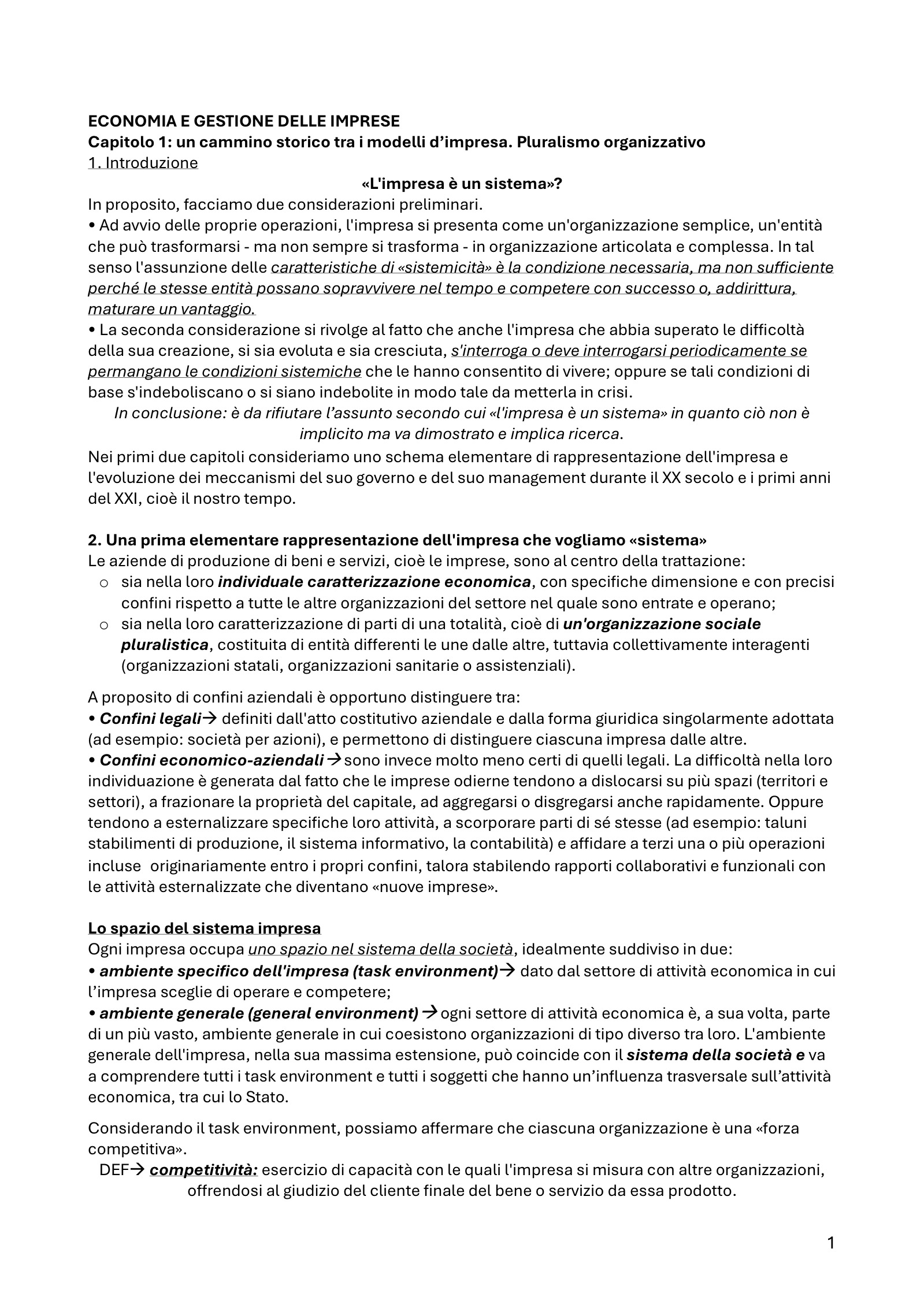 Anteprima degli appunti di Economia E Gestione Delle Imprese