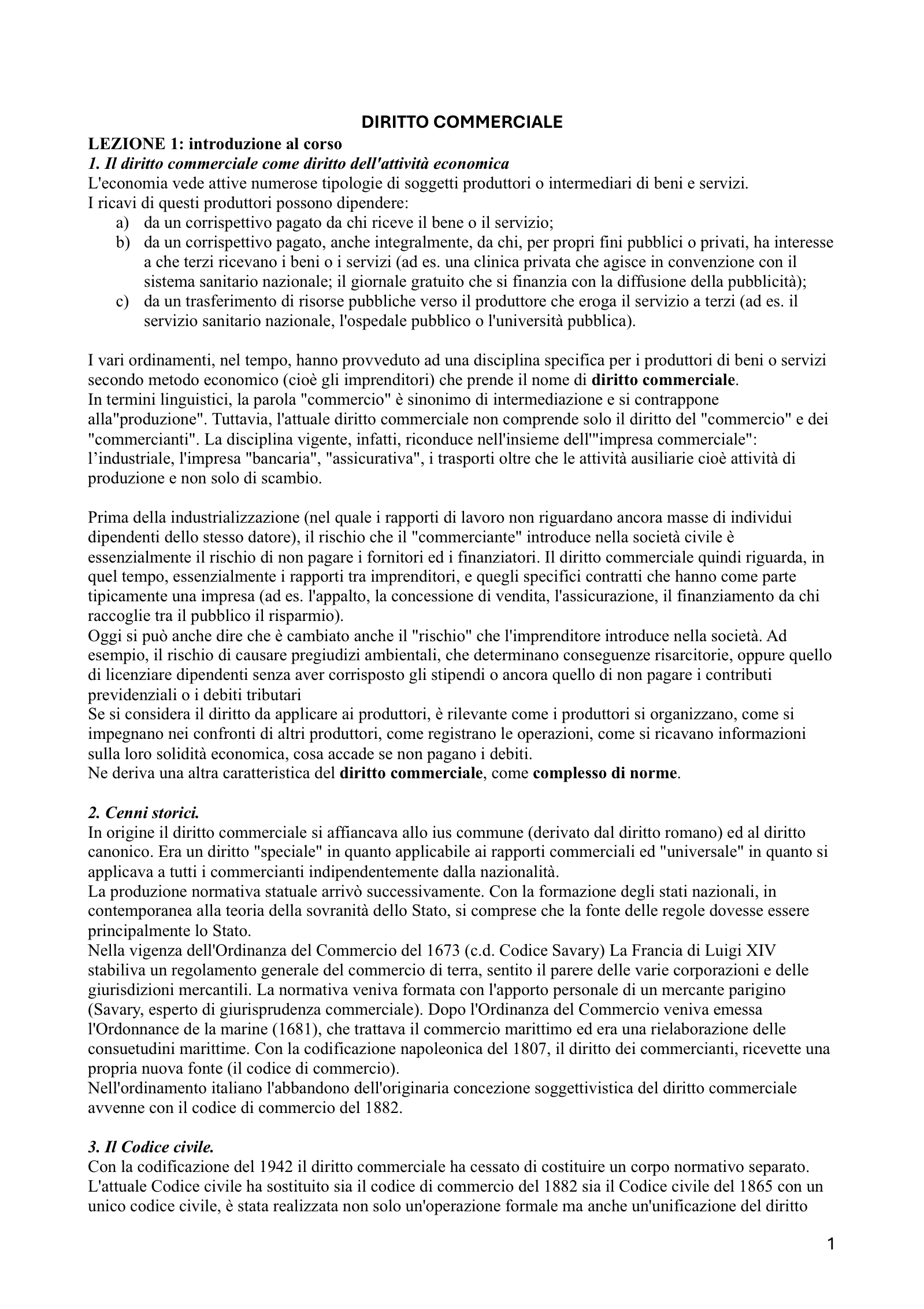 Anteprima degli appunti di Diritto Commerciale