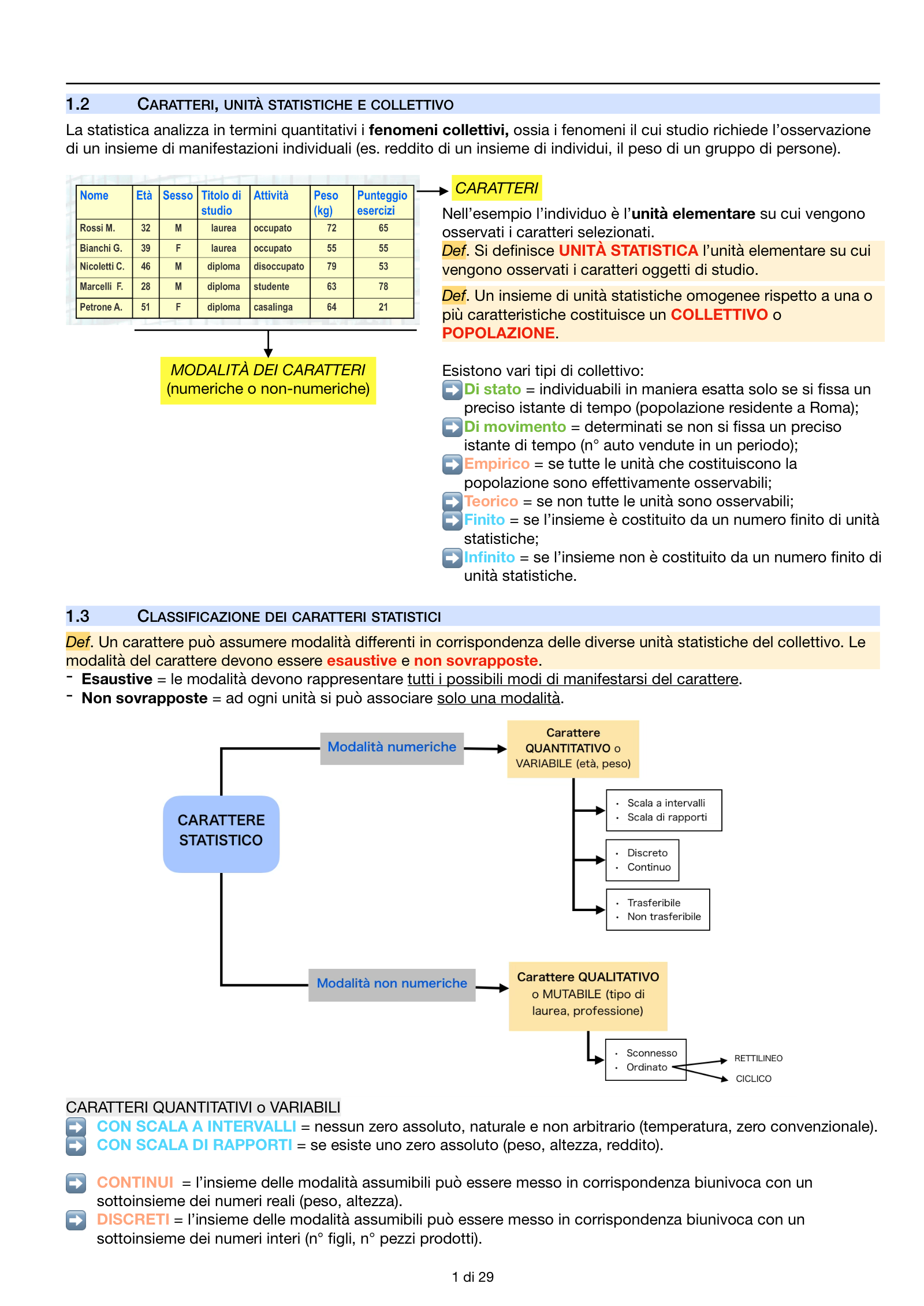 Anteprima degli appunti di Statistica