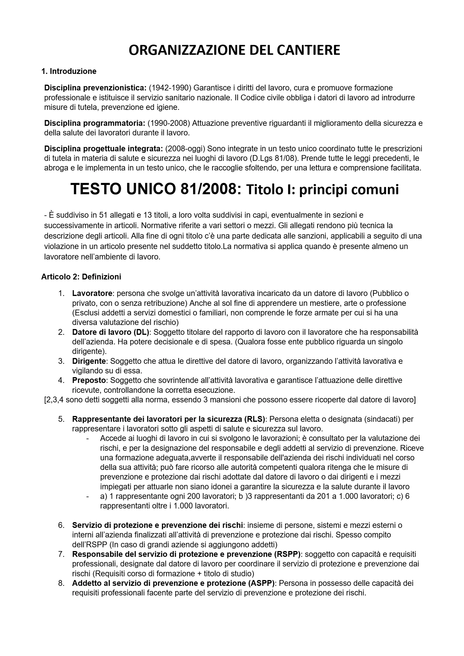 Anteprima degli appunti di Organizzazione Del Cantiere