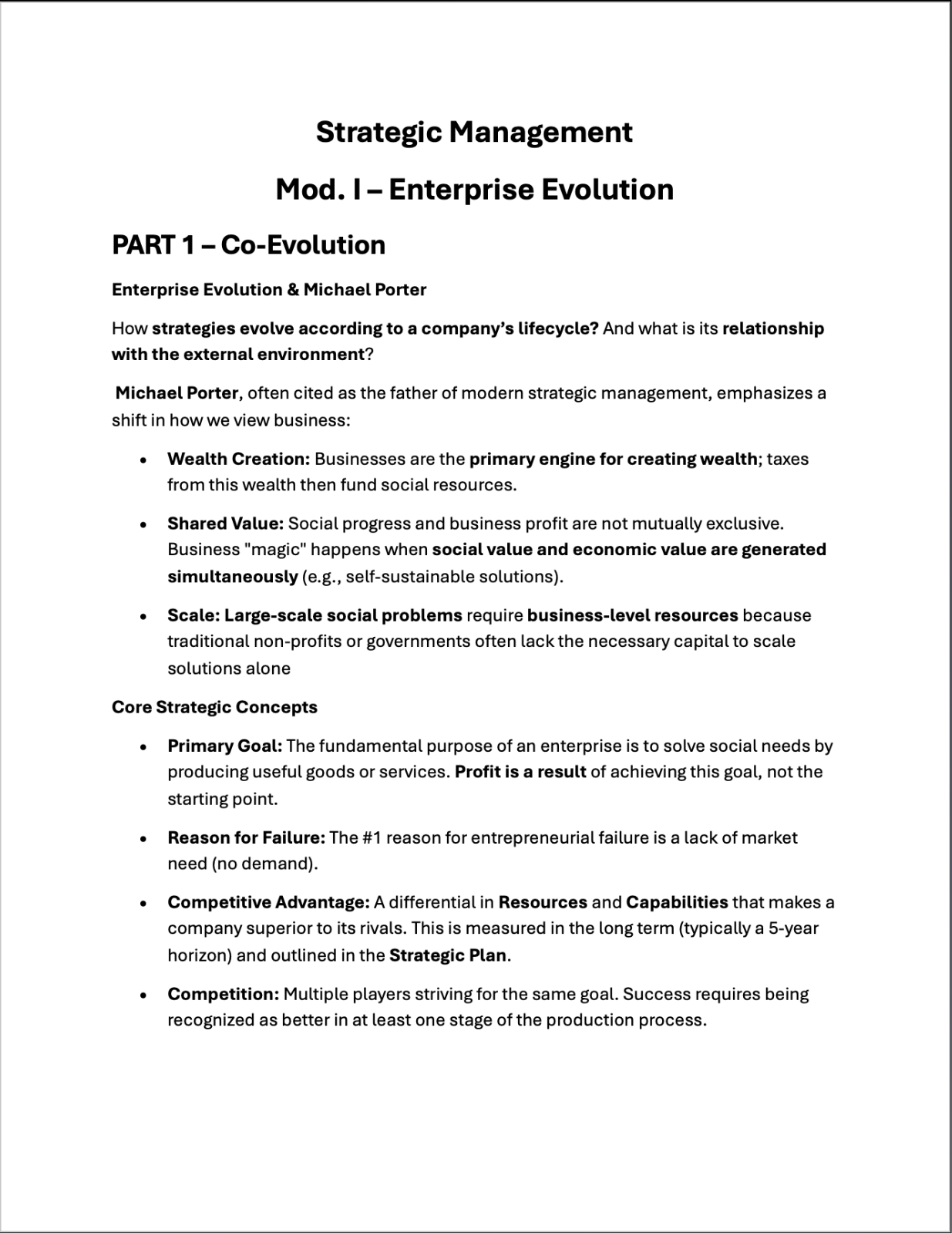 Anteprima degli appunti di Strategic Management