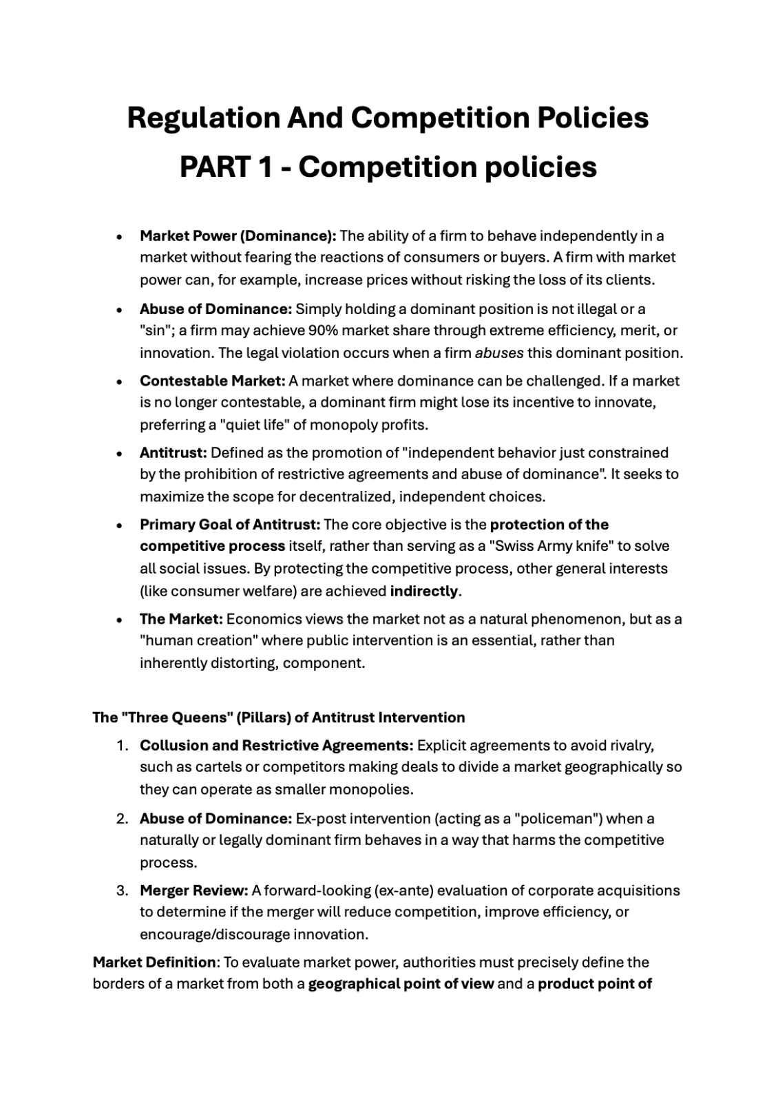 Anteprima degli appunti di Regulation And Competition Policies